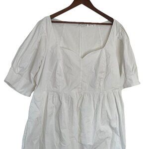 eShakti Cotton Poplin Sweetheart Midi Dress 3X / 26W White Fit & Flare Wedding